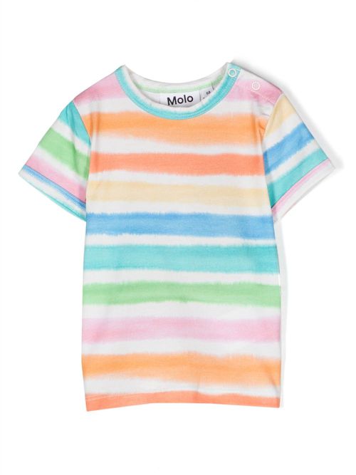 Striped cotton T-shirt - Orange