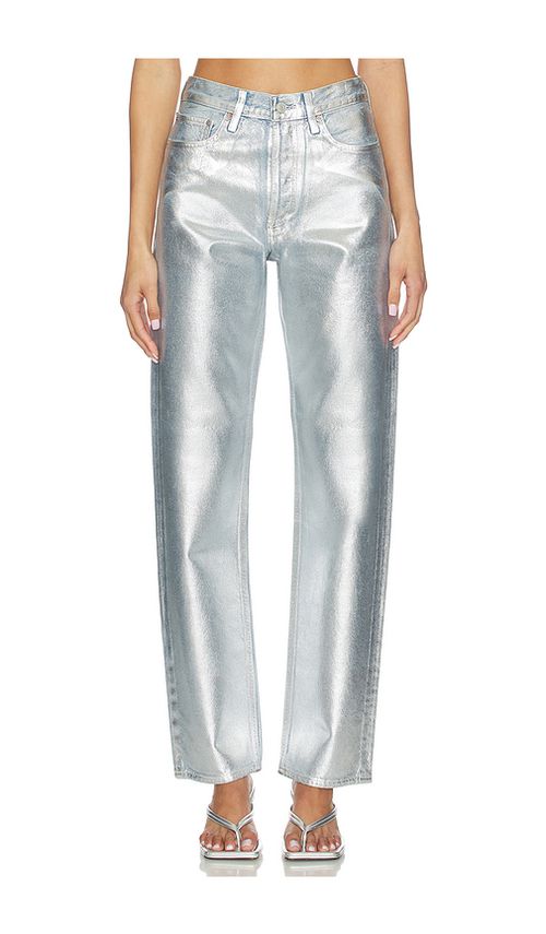 AGOLDE 90's Mid Rise Loose Fit Jeans in Metallic Silver. - 34 also , 24, 25, 26, 27, 28