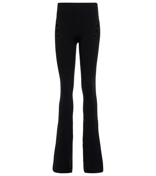Cutout high-rise flared wool pants