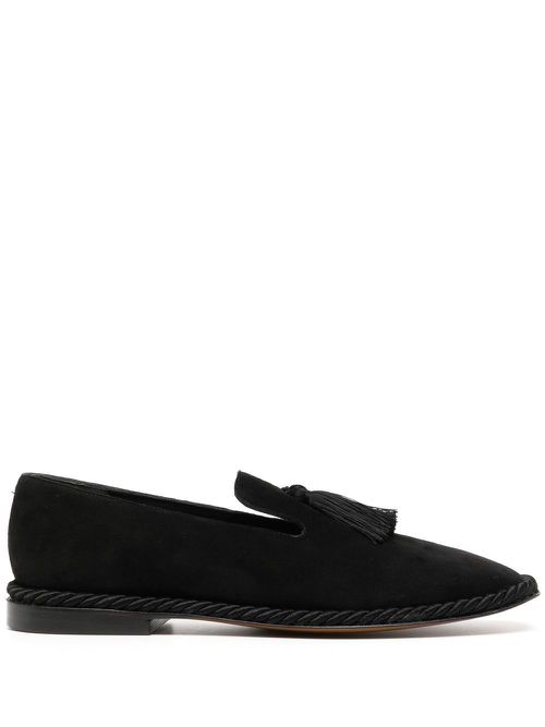 Tassel-detail suede loafers - Black