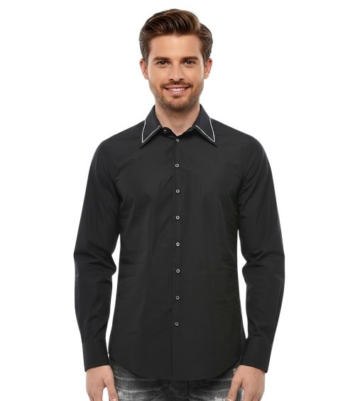 Black Slim Solid Shirt