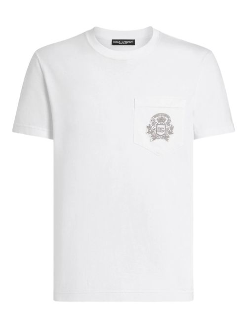 Men's Cotton T-Shirt with Embroidered Chest Pocket & Patch Detail (Model Size 48)