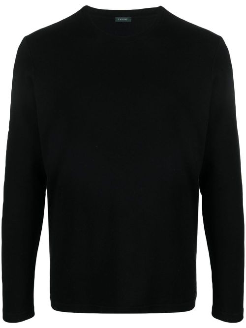 Crew-neck long-sleeve T-shirt - Black