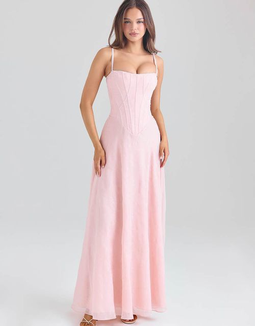 Esme blush pink chiffon maxi dress in blush pink