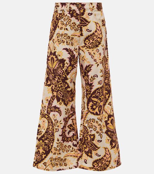 Floral high-rise wide-leg jeans