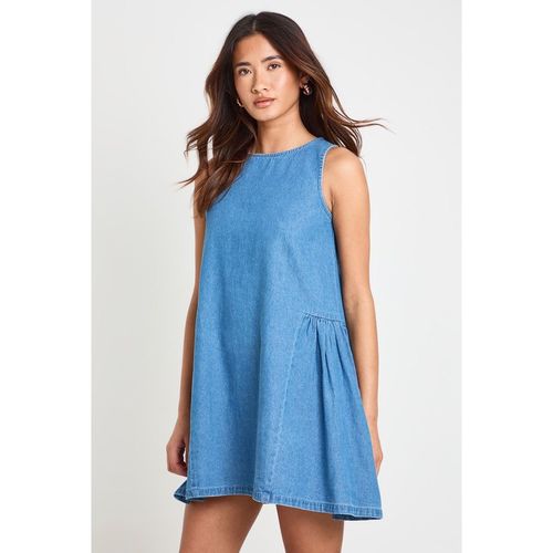 Boohoo Womens Chambray Smock Dress - Blue