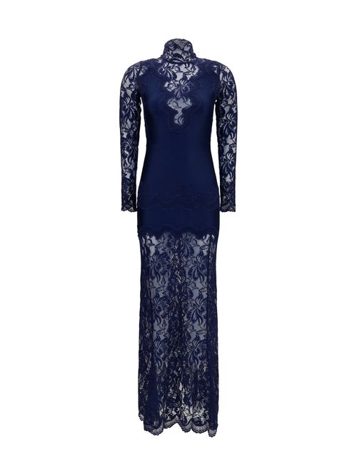 Lace and Jersey Mix Dress — Navy