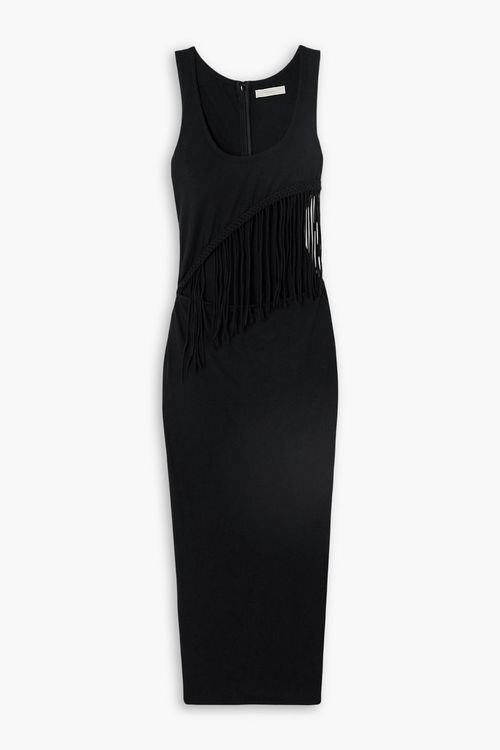 Maceio fringed cutout cotton-jersey maxi dress - Black - UK 10