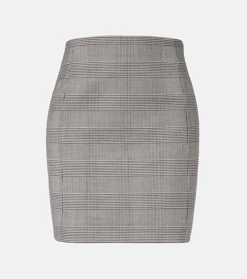 Houndstooth wool-blend miniskirt
