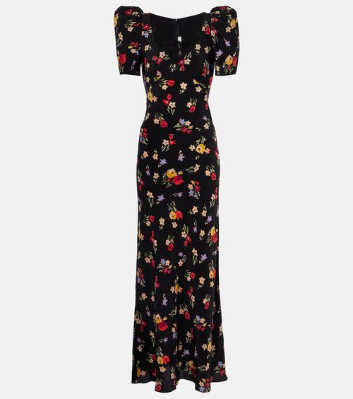 Floral silk crêpe de chine gown
