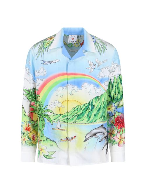 Men's 100% Silk Shirt with Statement Motif