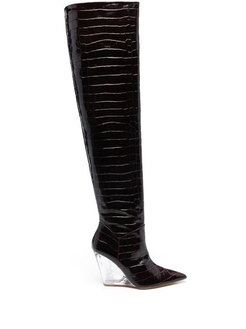 Lucite 100mm thigh-high boots - Red