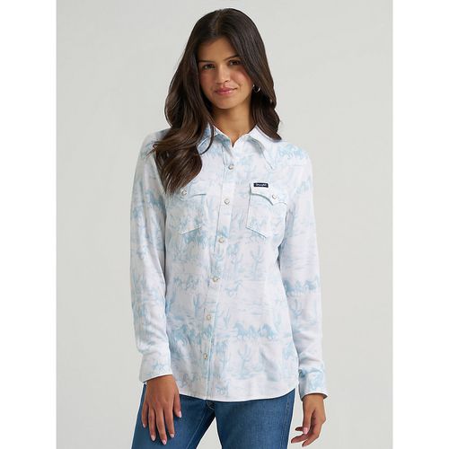 Women's Country Toile Western Slim Snap Shirt in White