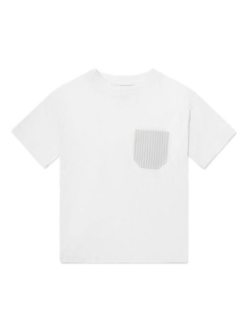 Striped patch pocket T-shirt - White