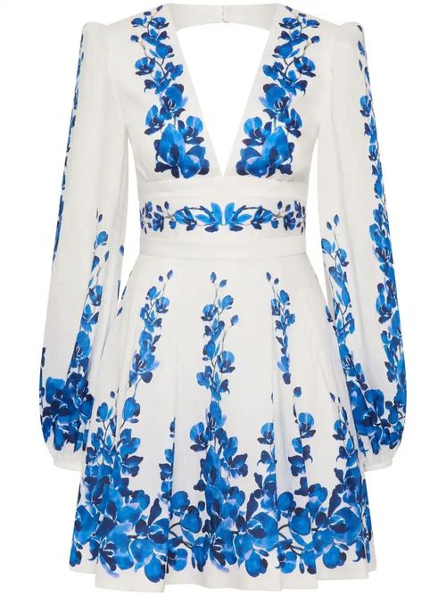 Rebecca Vallance - Floral-Print Mini Dress - Women's - Linen/Flax