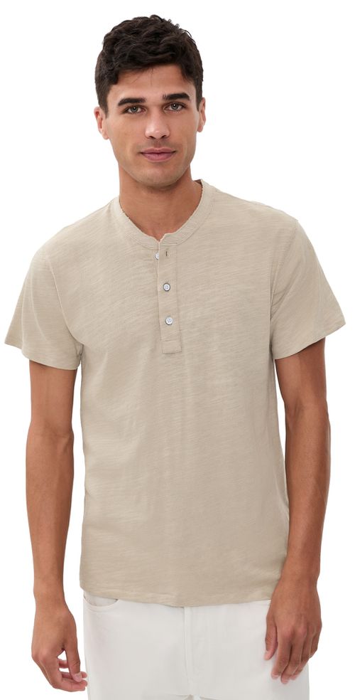 Classic Flame Short Sleeve Henley Tee Taupe