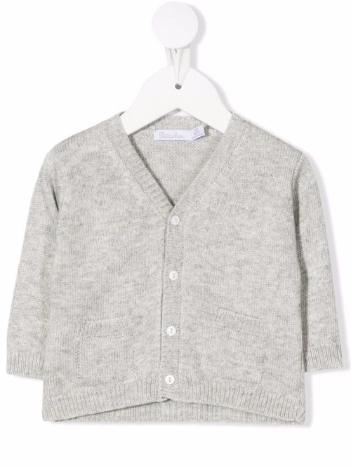Ribbed-edge knit cardigan - Grey