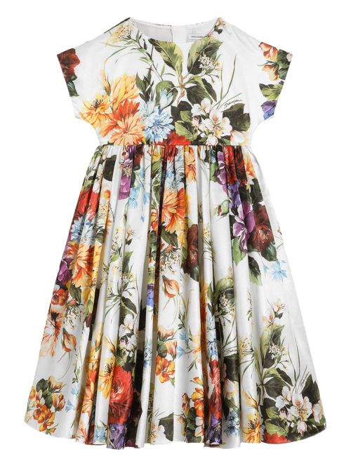 Floral-print cotton-silk dress - White