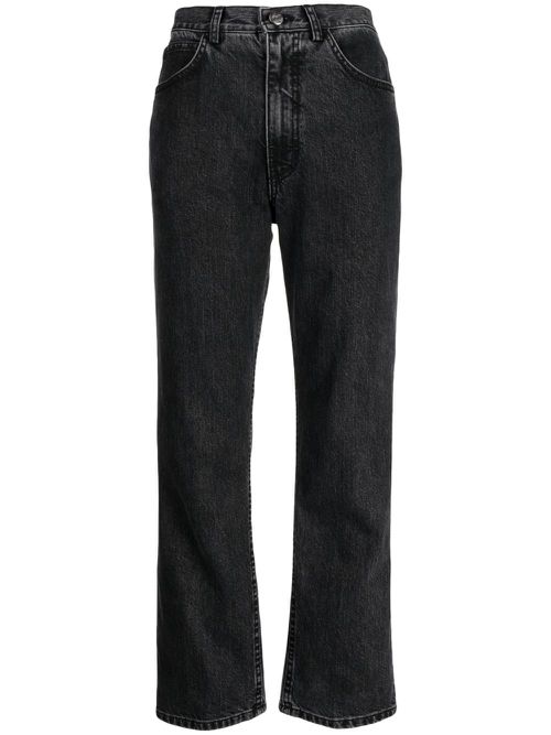 Mid-rise flared faded jeans - Black