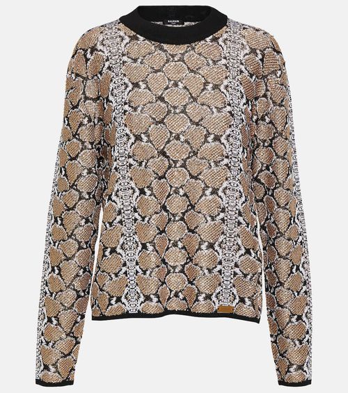 Snake-effect jacquard sweater