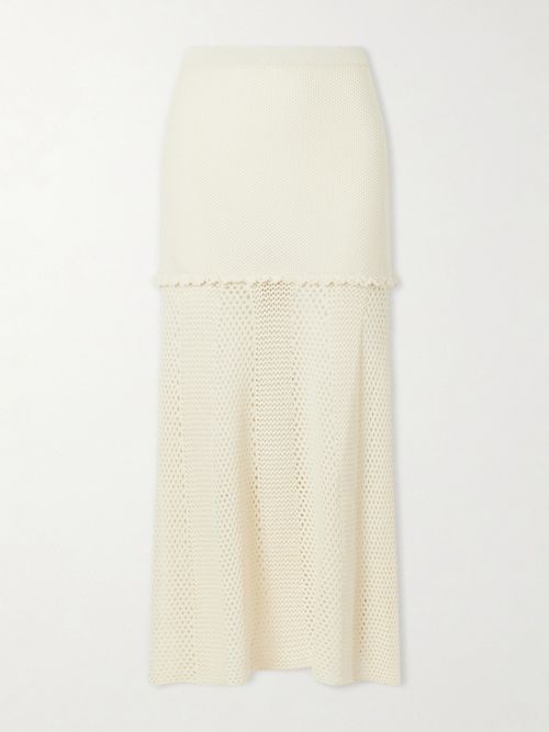 Mural Crocheted Cotton Midi Skirt - Neutrals