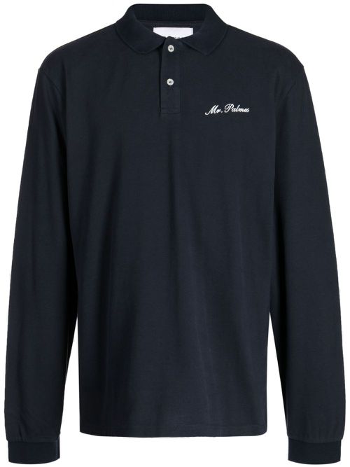 Logo-embroidered organic cotton polo shirt - Blue
