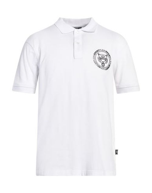 Plein Sport Man Polo shirt White Size S Cotton, Elastane
