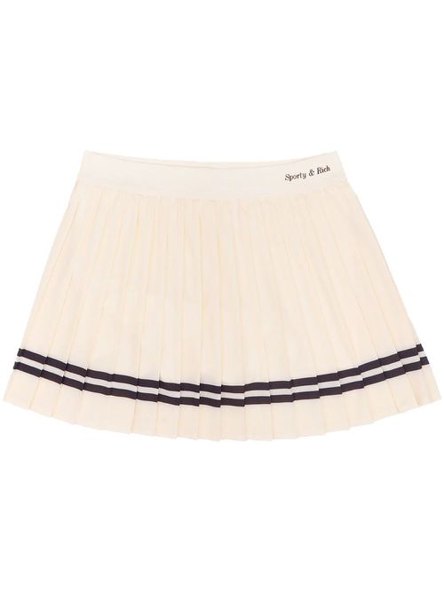 Logo-waistband pleated tennis skirt - Neutrals