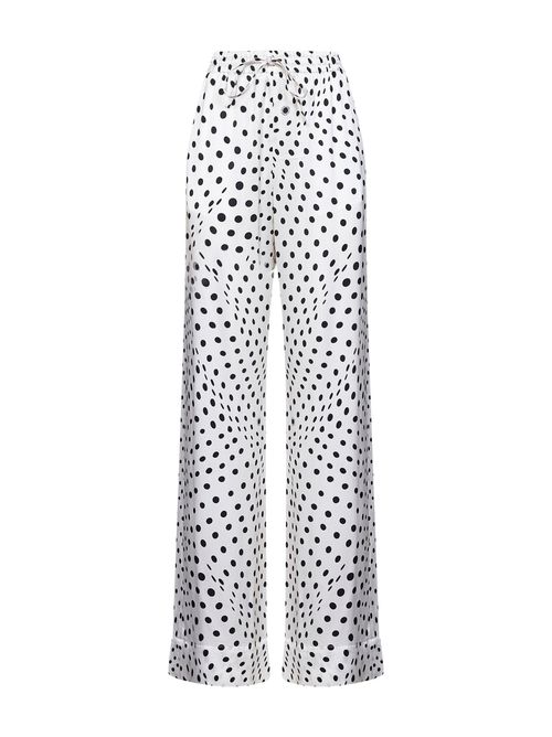 Polka Dot Viscose Trousers — White