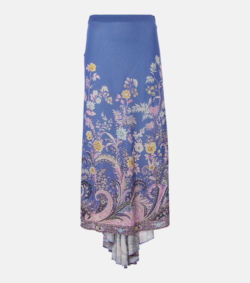 Printed asymmetric maxi skirt
