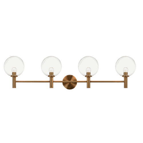 Aged Gold Brass Four Light Wall Sconce from the Cosmo Collection