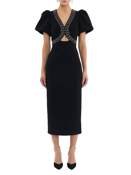 Women's Nyx Puff-Sleeve Midi-Dress - Black