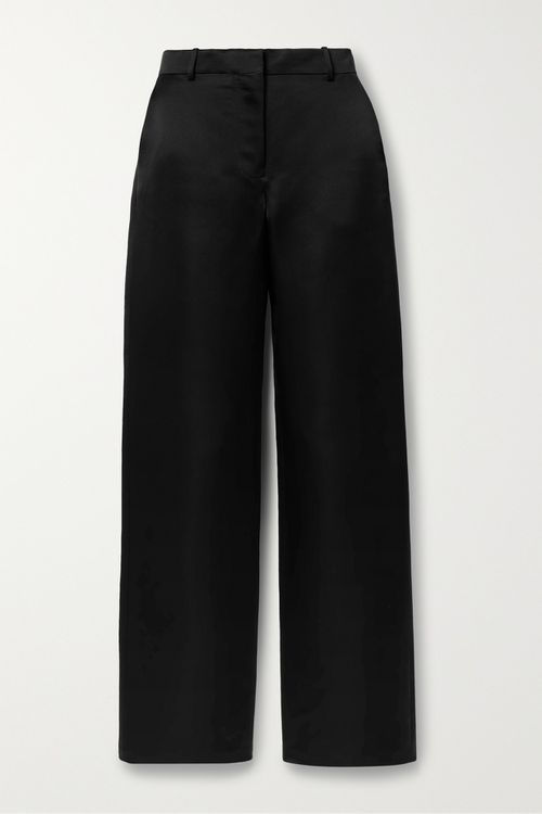 Anya Silk-satin Wide-leg Pants - Black