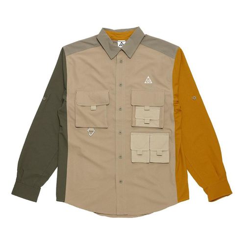 Men's ACG Dri-FIT UV Devastation Trail Multiple Pockets Detail Colorblock Long Sleeves Shirt
