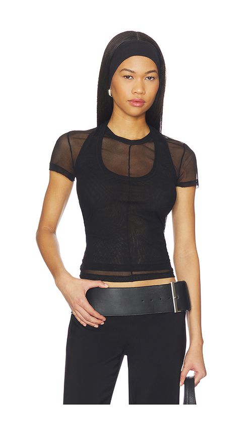 Helmut Lang Mesh Layered Top in Black. S. Also in XS
