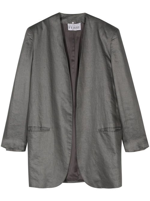 1990s linen coat - Grey
