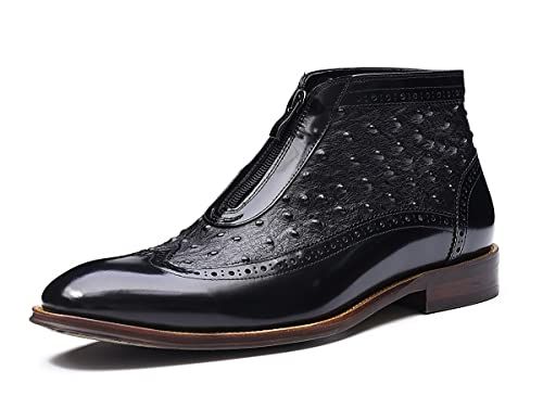 Santimon Chelsea Boots for Men Formal Dress Genuine Leather Zipper Ankle Boots Mens Fashion Business Casual Wedding Prom Tuxedo Comfortable Western Boots Brown