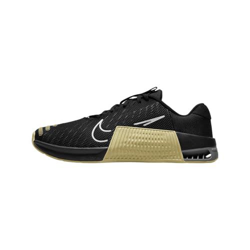 Nike Metcon 9 (Team) Men's Workout Shoes (FD5431-001, Black/Vegas Gold/Smoke Grey/White)