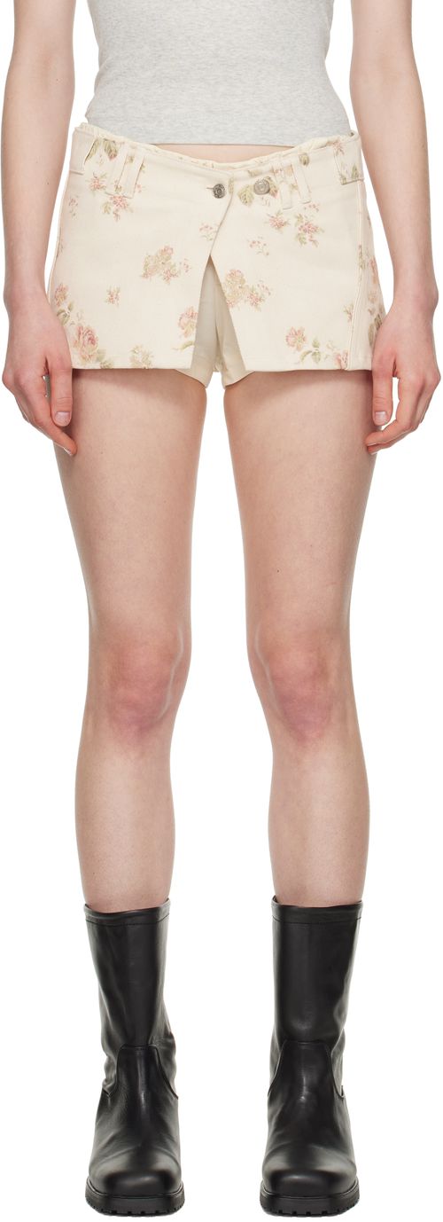 OPEN YY Beige Layered Boxer Short Miniskirt