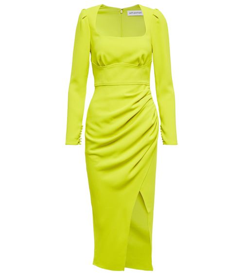 Self-Portrait Ruched crêpe midi dress