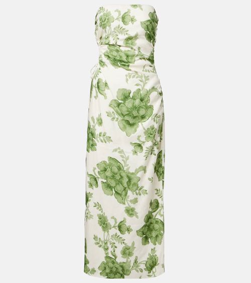 Gardella cutout floral linen midi dress