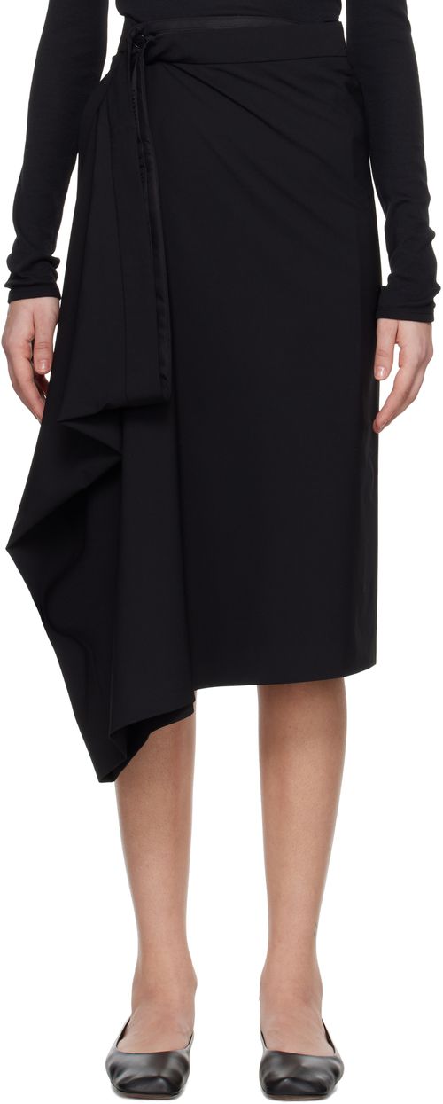 ALAINPAUL Black Extended Tailored Midi Skirt