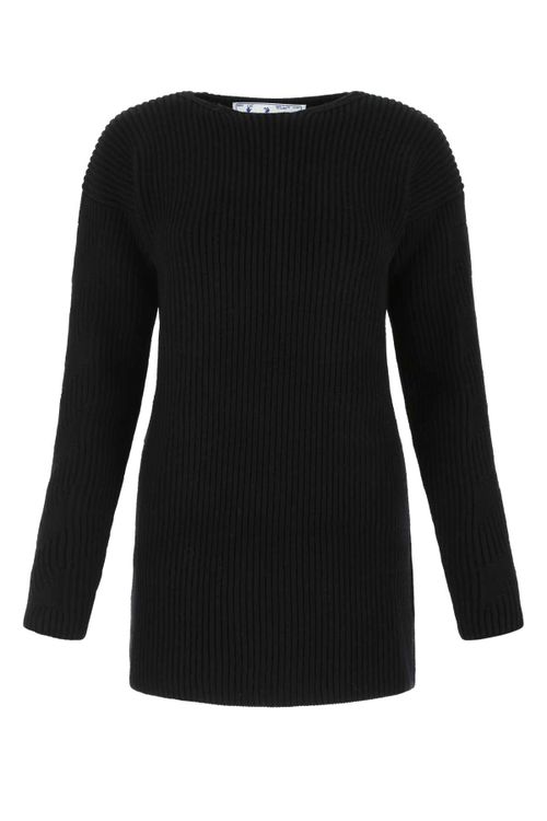 Virgin Wool Ribbed Sweater — Black