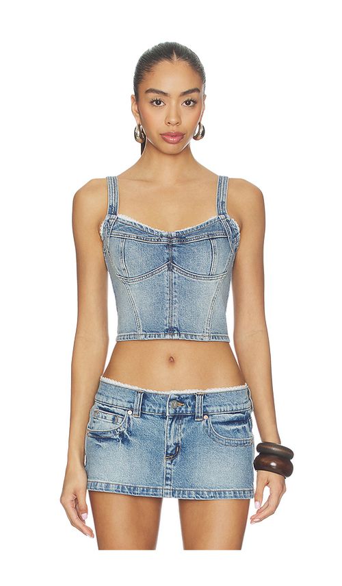 Abrand Saloon Bodice Top in Blue. XS. Also in S