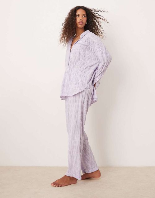 Free People textured pajama pants in lilac - part of a set-Purple