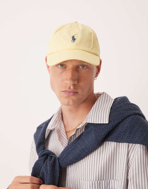 Icon logo twill baseball cap in light yellow