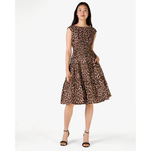 Kate Spade Womens Spotted Leopard Blaire Midi Dress - Brown - Size Medium