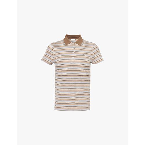 Womens Brown Shadow Stripe Venus Stripe-print Knitted Cotton Polo Shirt