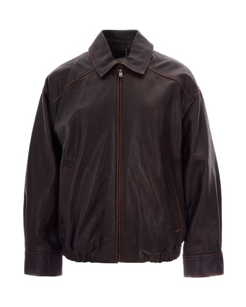 Nappa Leather Bomber Jacket — Brown