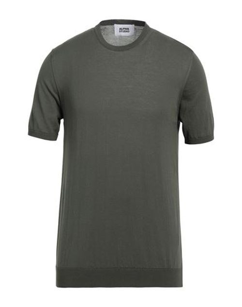 Alpha Studio Man Sweater Military green Size 42 Cotton